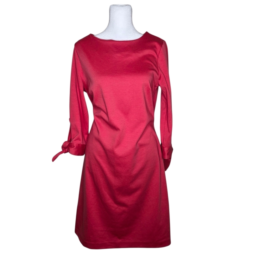 Talbots Petite Womens Coral Pink 3/4 Sleeve Dress Knee Length Dress Size Small P